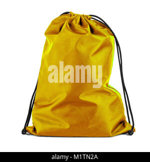 Drawstring pack template classic gold  isolated on white Stock Photo