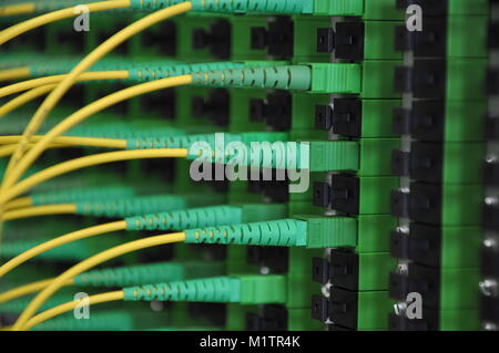 Optical distribution panels with fiber optical cable Stock Photo