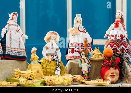 Belarusian national Rag doll. Folk art and souvenir Stock Photo