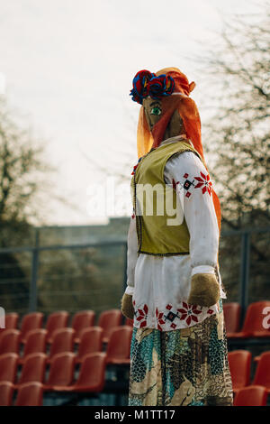 Maslenitsa - a big doll made of rags and other clothing, to celebrate the spring festival farewell to winter. Shrovetide Stock Photo
