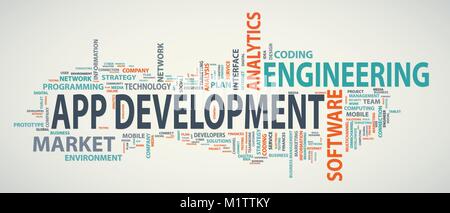 Application development banner. Concept to building successful business. Typography banner. Flat vector illustration Stock Vector