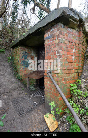 Entrance to former top secret WWII communications bunker, HMS Forward, Heighton Hill, Newhaven, East Sussex. Stock Photo