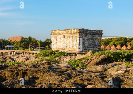 Grand Sirenis Hotel & Spa, Riviera Maya, Mexico, DECEMBER 24, 2017 - Mayan ruins at the Grand Sirenis Beach. Riviera Maya, Cancun, Mexico. Stock Photo