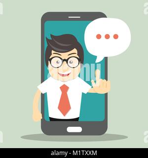 Technical support concept. Screen smartphone with virtual assistant. Flat vector illustration Stock Vector