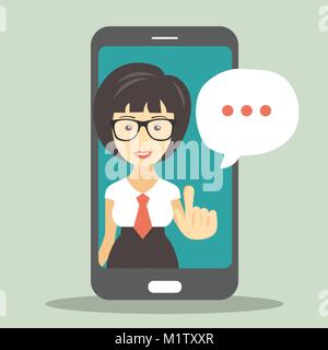 Technical support concept. Screen smartphone with virtual assistant. Flat vector illustration Stock Vector