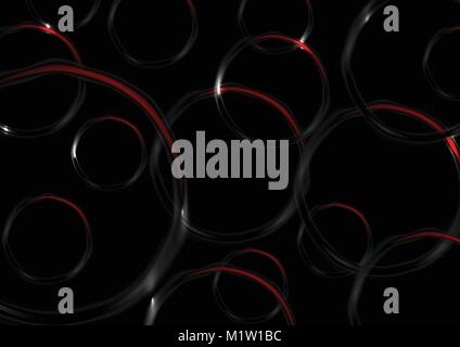 Red and black contrast circles abstract background. Vector tech graphic design Stock Vector