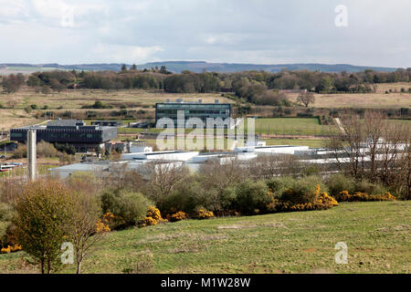 The Royal Infirmary of Edinburgh (RIE) built on a mainly green field site in Little France, seen from Craigmillar Castle Stock Photo