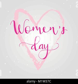 Greeting card - International Happy Women's Day. 8 March holiday background with lettering. Trendy design template for party flyer or banner. Vector i Stock Vector