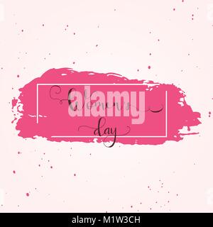Greeting card - International Happy Women's Day. 8 March holiday background with lettering. Trendy design template for party flyer or banner. Vector i Stock Vector