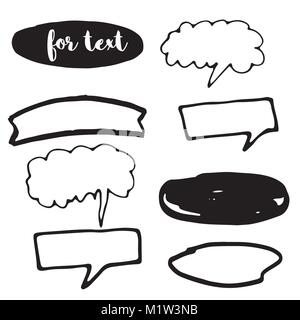 Hand drawn balloon shape for text, speech, thougth, speaking. Talk clouds sketching. Vector Stock Vector