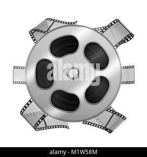 Roll of film on a white background. 3d rendering. Stock Photo