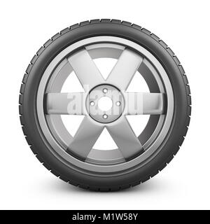 Modern wheel on a white background. 3d rendering. Stock Photo