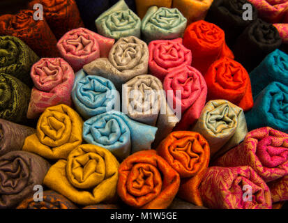 Rolls of colorful cloth Stock Photo