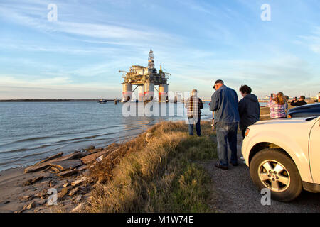 'Big Foot' Chevron's Offshore Ocean platform, oil & natural gas drill rig, departed Ingleside. Stock Photo