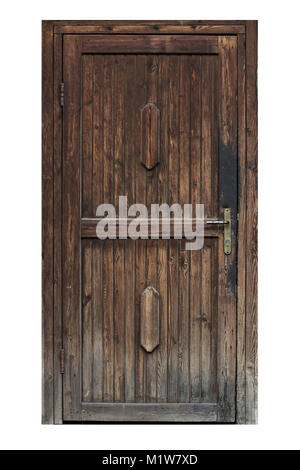 Wooden door isolated on white background Stock Photo