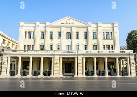 Strand hotel on strand road, Yangon, Myanmar. Over 100 years old. Feb-2018 Stock Photo