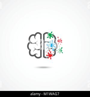 Brain icon on white background Stock Vector