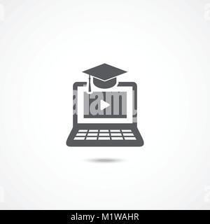 E-learning icon on white background Stock Vector