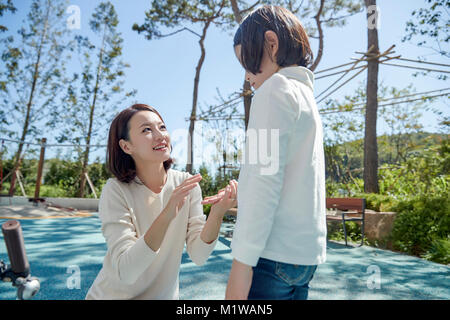 A cordial mommy and little girl, family concept photo 068 Stock Photo