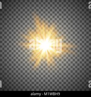 gold shining star or flash isolated on a transparent background Stock Vector