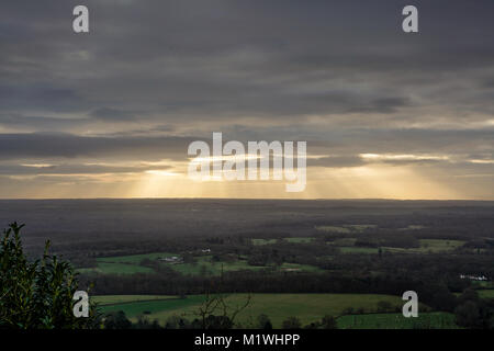 Pitch Hill, Cranleigh. 02nd February 2018. UK Weather. A cold start to the day for the Home Counties this morning. Sunrise seen from Pitch Hill near Cranleigh in Surrey. Credit: james jagger/Alamy Live News Stock Photo