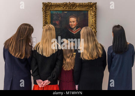 London, UK. 2nd Feb, 2018. Millicent Fawcett by Annie Swynnerton, newly on display at Tate Britain.  Fawcett was a leading figure in the suffragist movement and campaigned relentlessly to get the vote for women in this country. The portrait of her is on display at Tate Britain to mark the centenary of the Representation of the People Act, which gave women over 30 the right to vote. Credit: Guy Bell/Alamy Live News Stock Photo