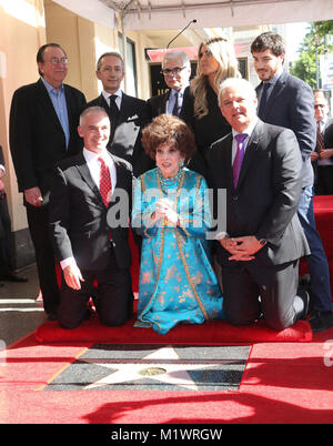 Hollywood, California, USA. 1st Feb, 2018. 01 February 2018 - Hollywood, California - Gina Lollobrigida, Jeff Zarrinnam, Tiziana Rocca, Steven Gaydos. Gina Lollobrigida Honored With Star On The Hollywood Walk Of Fame. Photo Credit: F. Sadou/AdMedia Credit: F. Sadou/AdMedia/ZUMA Wire/Alamy Live News Stock Photo