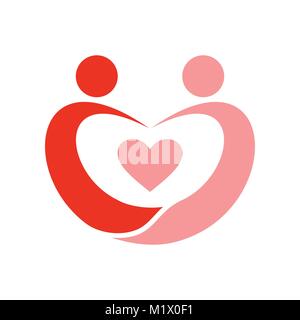 Couple in Love Swoosh Symbol Vector Graphic Logo Design Stock Vector