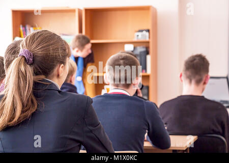 CHAPAEVSK, SAMARA REGION, RUSSIA - JANUARY 26, 2018: College in Chapaevsk city. Students in the classroom Stock Photo
