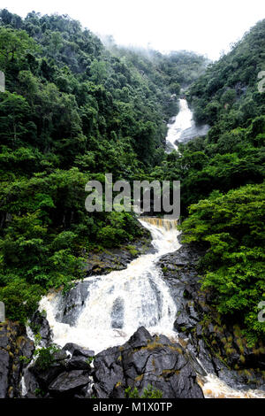 Surprise Creek Falls in full flow after heavy rains, Barron Gorge National Park, Cairns, Far North Queensland, FNQ, QLD, Australia Stock Photo