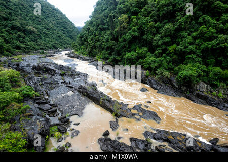 Barron River flowing through Barron Gorge after heavy rainfalls in the wet season, Cairns, Far North Queensland, FNQ, QLD, Australia Stock Photo