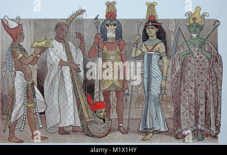 Clothing in ancient Egypt in the new kingdom around 1530 BC, from left ...