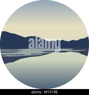 Landscape with blue mountains near lake vector Stock Vector