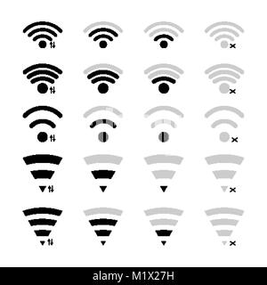 User interface wifi icons set with different types of signal Stock Vector