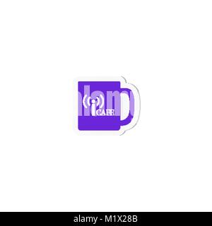 Cafe with internet access illustration. Violet cup logo Stock Vector