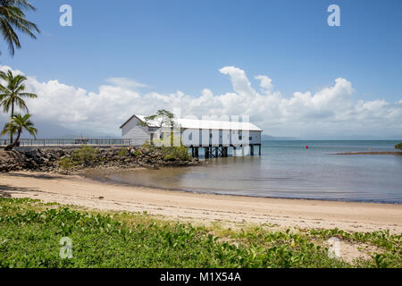 Sugar cane wharf on the headland at Port Douglas in Far North Queensland, there wharf building is a popular location for wedding events,Australia Stock Photo