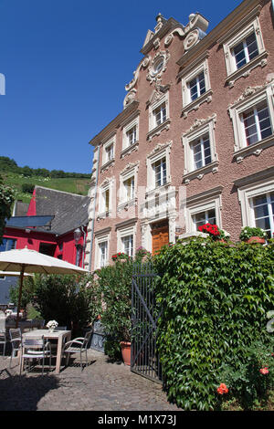 Vineyard estate Moenchhof at wine village Uerzig, Moselle river, Rhineland-Palatinate, Germany, Europe Stock Photo