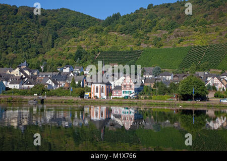 Georgs chapel and half-timbered house at wine village Treis-Karden, Moselle river, Rhineland-Palatinate, Germany, Europe Stock Photo
