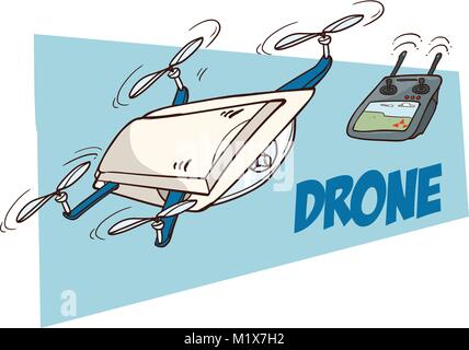 vector illustration of a Flying drones Stock Vector