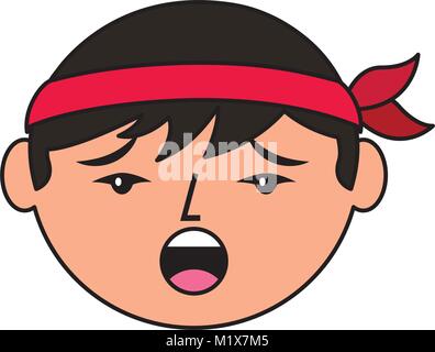 cartoon face chinese man talking unhappy Stock Vector