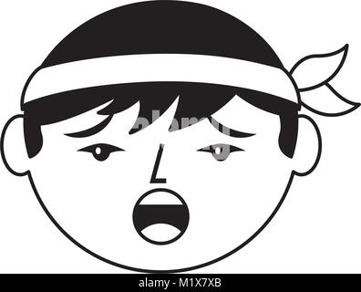 cartoon face chinese man talking unhappy Stock Vector