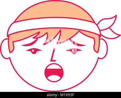 cartoon face chinese man talking unhappy Stock Vector