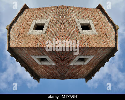 Architectural symmetry obtained with the repeated juxtaposition of the original image Stock Photo