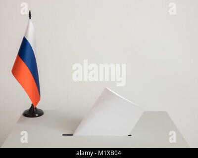Ballot box with national flag of Russia. Presidential election in 2018 Stock Photo