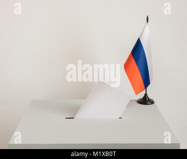 Ballot box with national flag of Russia. Presidential election in 2018 Stock Photo