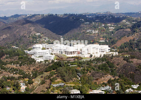 Aerial view of the Getty Museum, Los Angeles, California Stock Photo