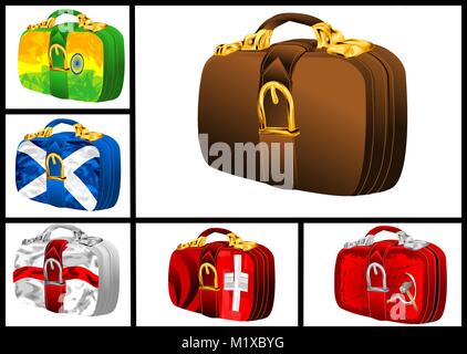 set of bags with flags isolated on white Stock Vector