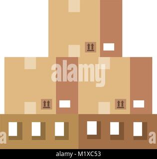 wooden pallets warehouse with boxes Stock Vector