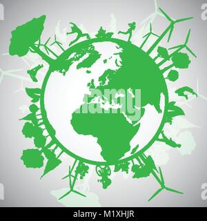 Green Eco World Stock Vector