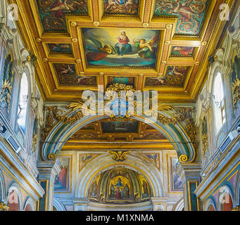 ROME , ITALY- OCTOBER 10, 2017: The Interior of the Basilica of St Bartholomew on Tiber Island